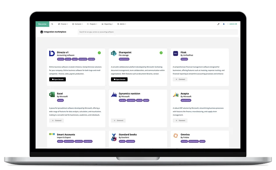 5 Simple Tips to Follow for Implementing a Construction Management Software 2 Bauwise ERP & Accounting Software Integration Desktop UI — 5 Simple Tips to Follow for Implementing a Construction Management Software