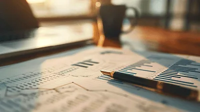 Pen resting on printed charts with sunlight in the background, representing detailed construction cost estimation and planning - The Ultimate Guide to Writing an Effective Construction Estimate article