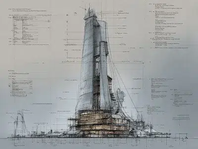 Detailed architectural sketch of a modern skyscraper design, showcasing construction planning and structure - The Ultimate Guide to Writing an Effective Construction Estimate article