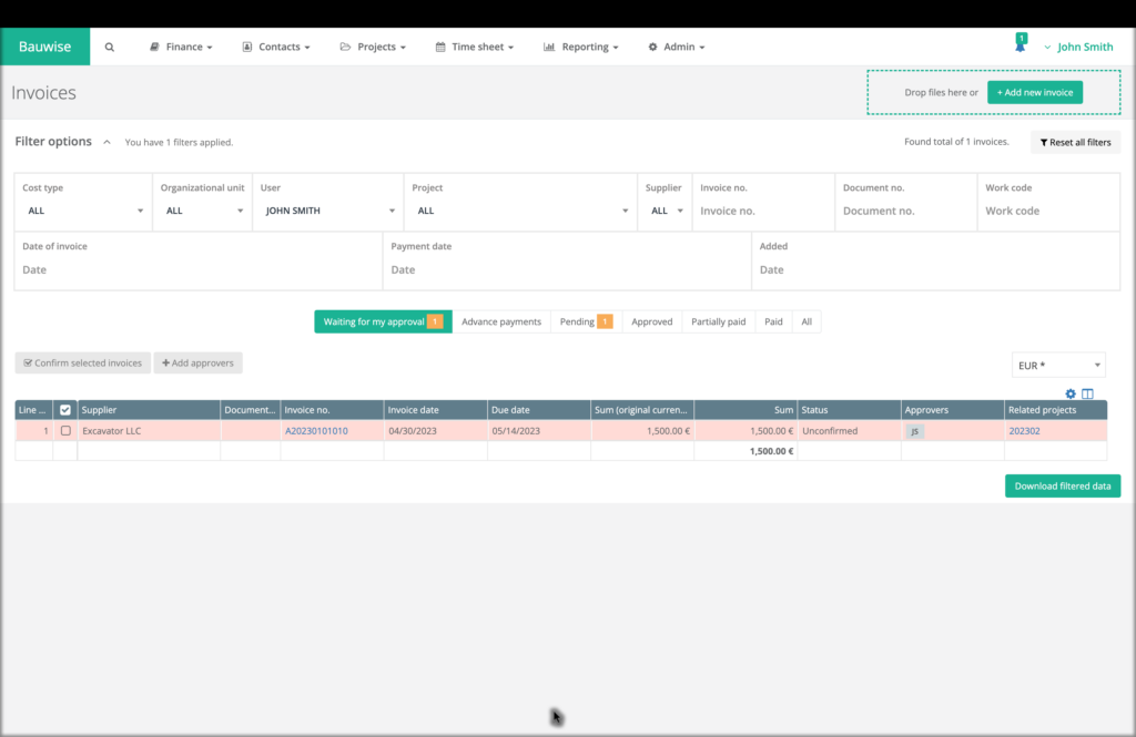 construction invoice document management