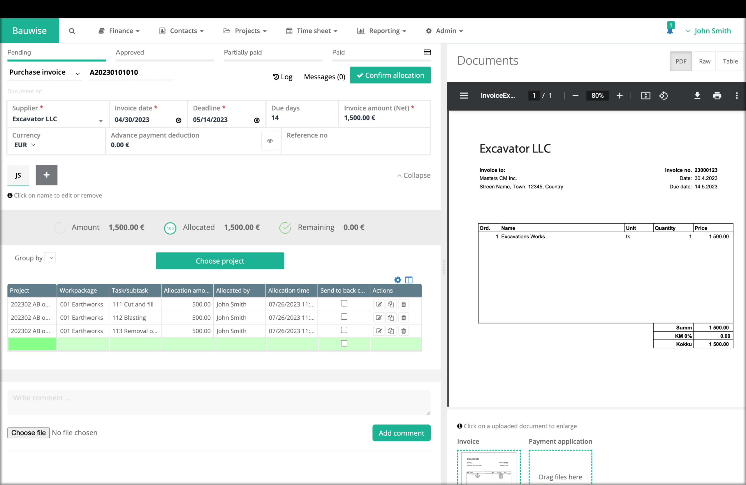 customized construction invoice