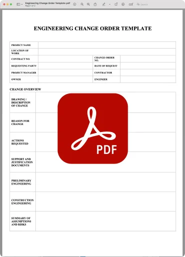 Engineering Construction Change Order Template PDF