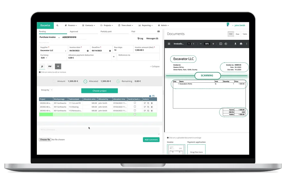 Bauwise Purchase Invoice Management UI — Beginners Guide to Construction Invoices article