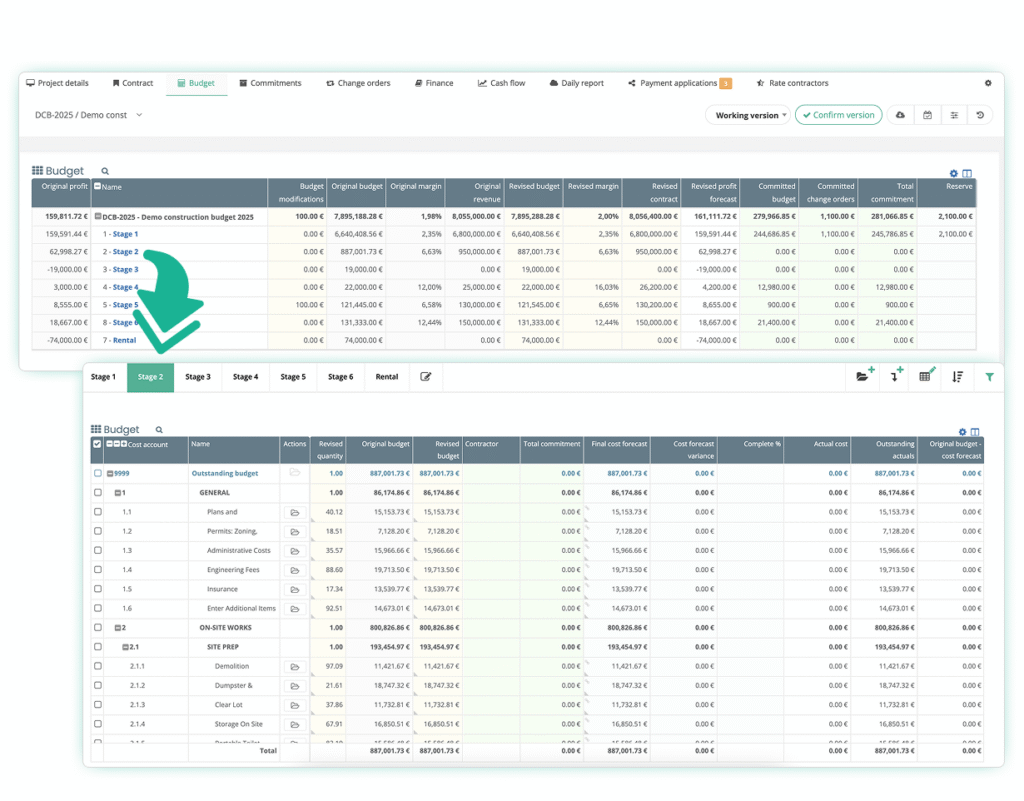 Automated Construction Budgeting & Forecasting - Sub-Project Management