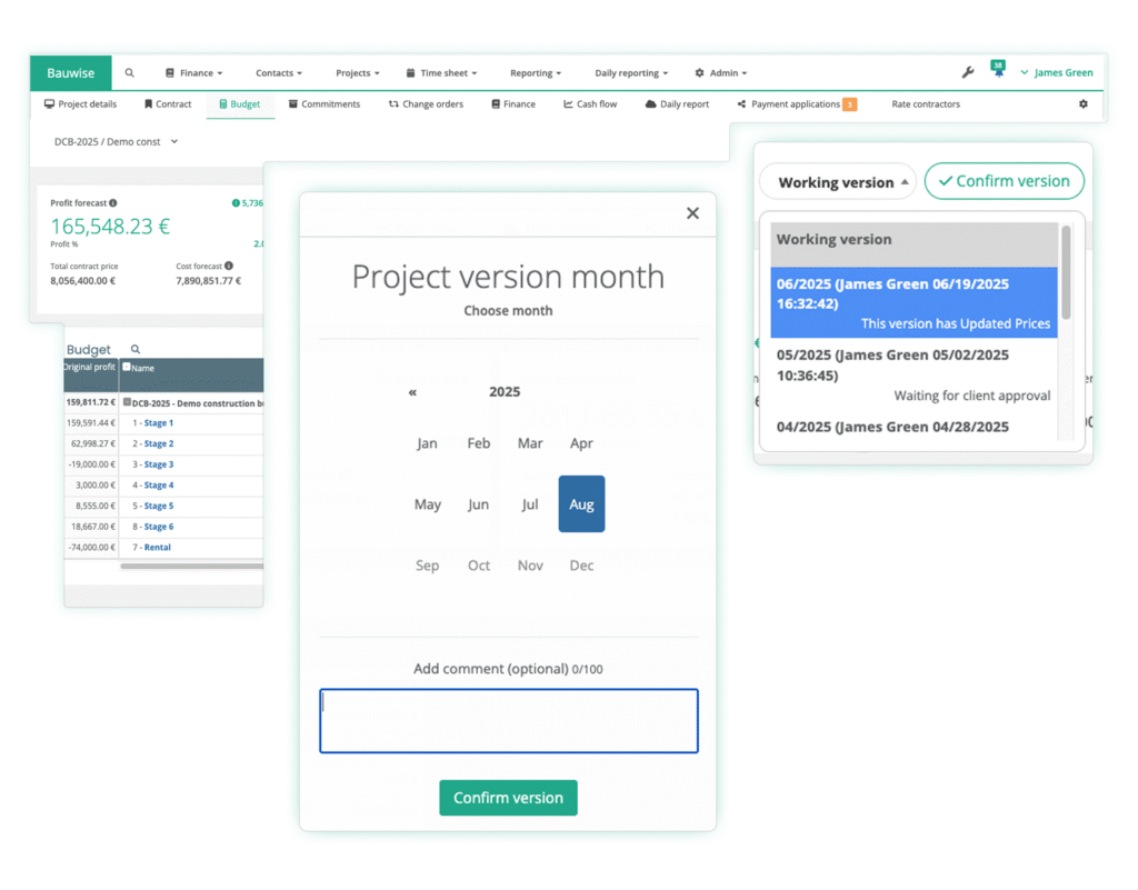 Bauwise Budget Version Control