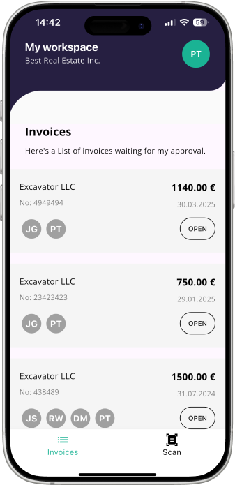 Bauwise Mobile App - Invoices