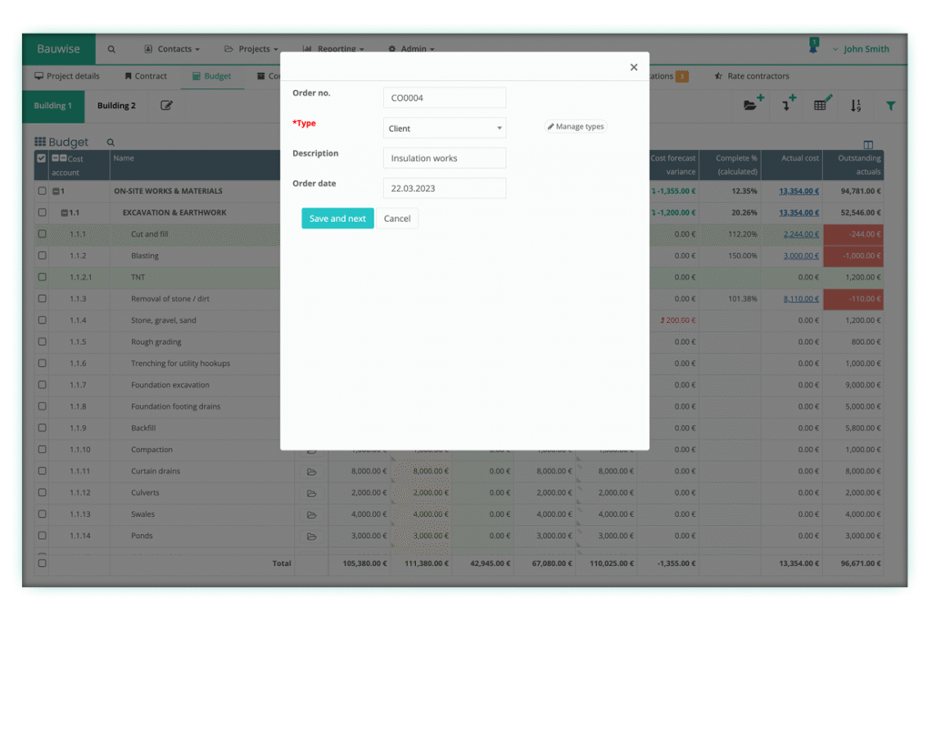 Construction Change Order Management - Flexible Change Order Types