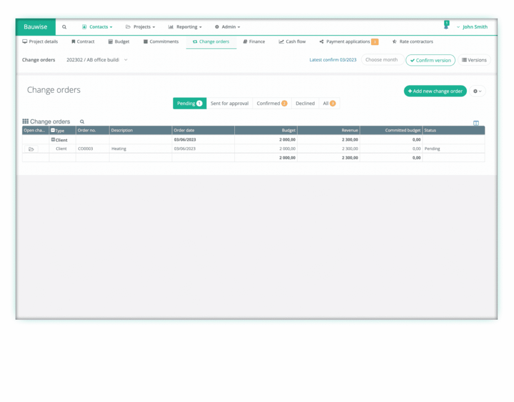 Construction Change Order Management - Link Change Orders to Commitments