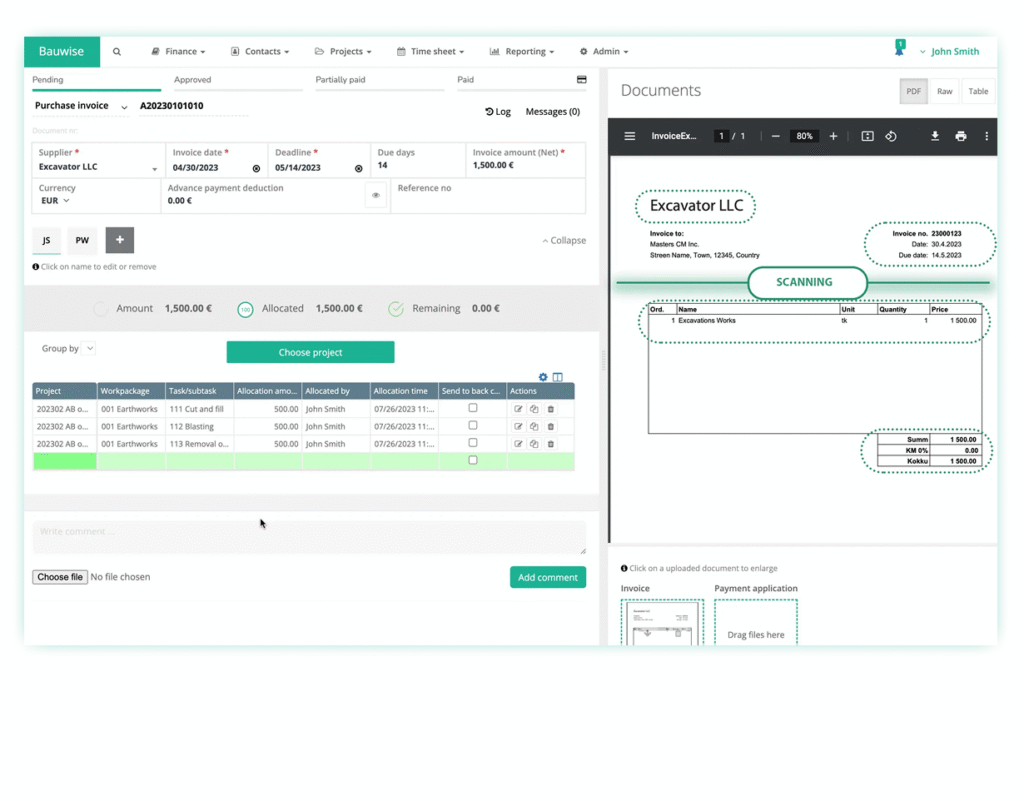 Construction Purchase Invoice Management