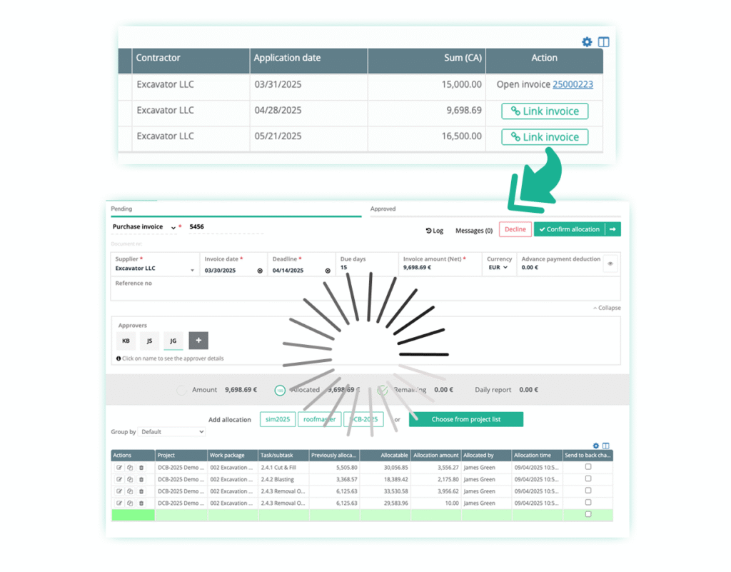 Construction Purchase Invoice Management - Application for Payment (AfP) & Invoice Linking