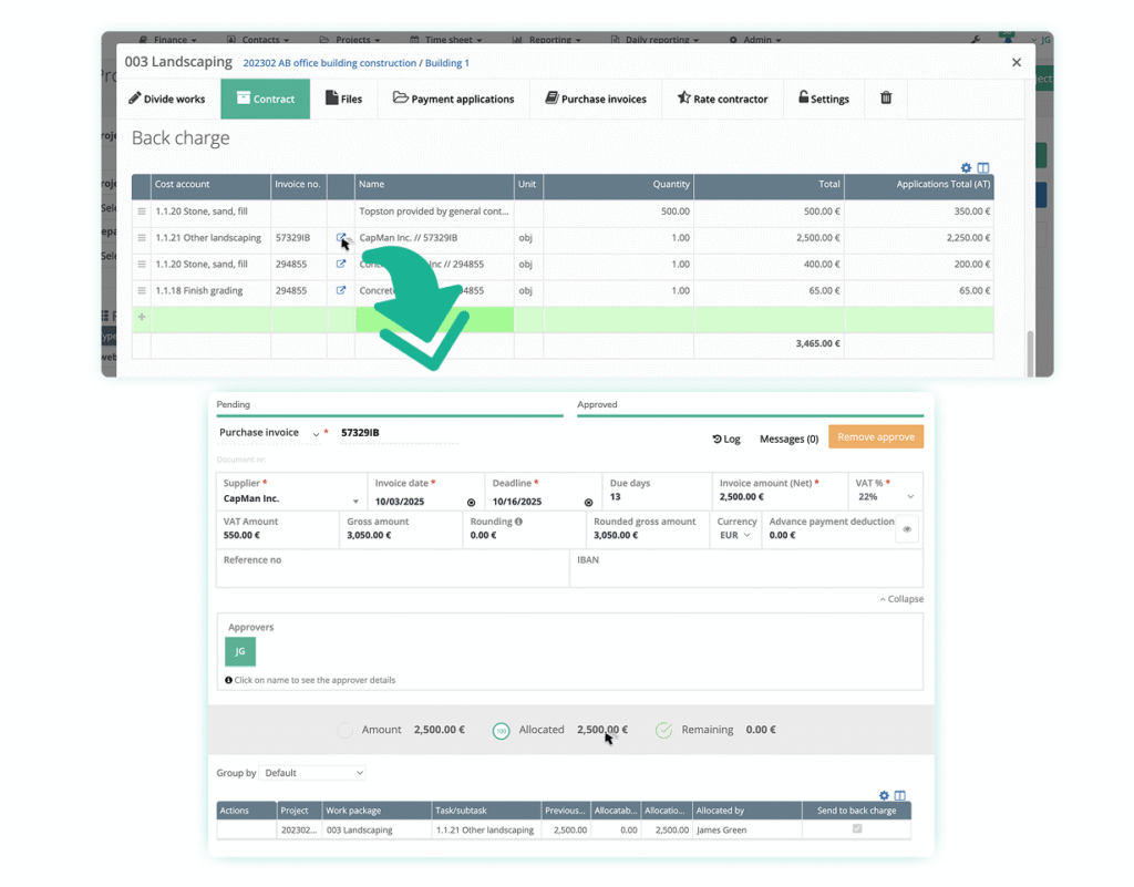 Construction Applications for Payment Bauwise Capabilities - Back Charge Management