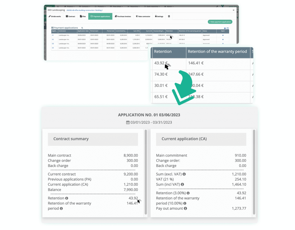 Construction Applications for Payment Bauwise Capabilities - Retention Management