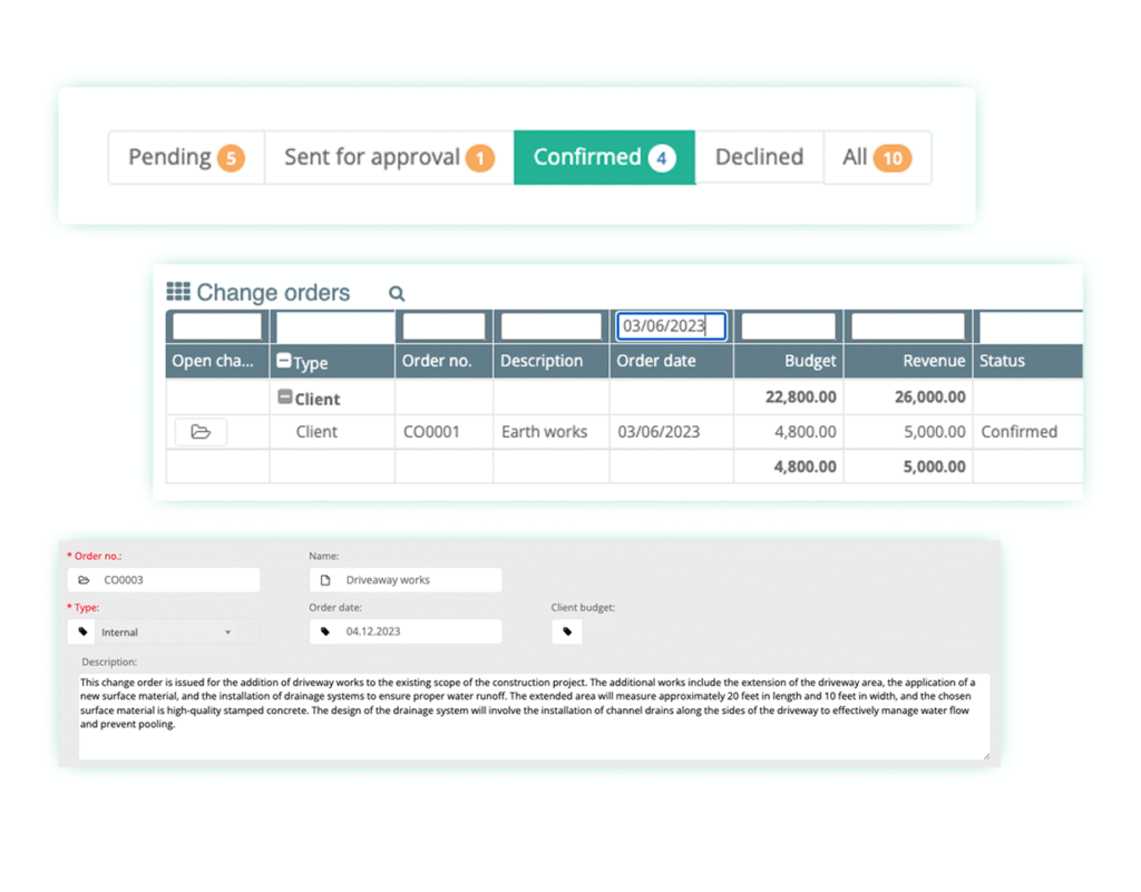 Construction Change Order Management - Centralized Change Order Overview & Analytics​