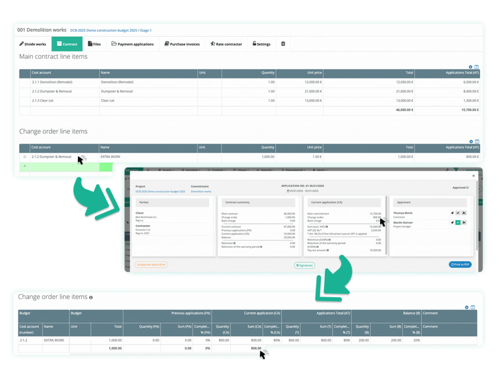 Construction Change Order Management - Link Change Orders to Commitments