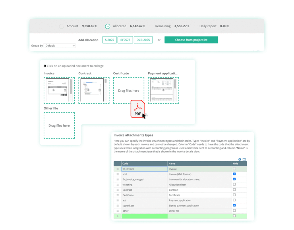 Construction Purchase Invoice Management - User Interface & Documents Attachment