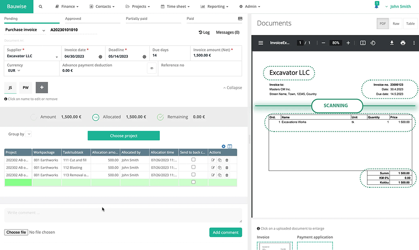 More of Bauwise Construction Cost Management Software Capabilities - Construction Purchase Invoice Management