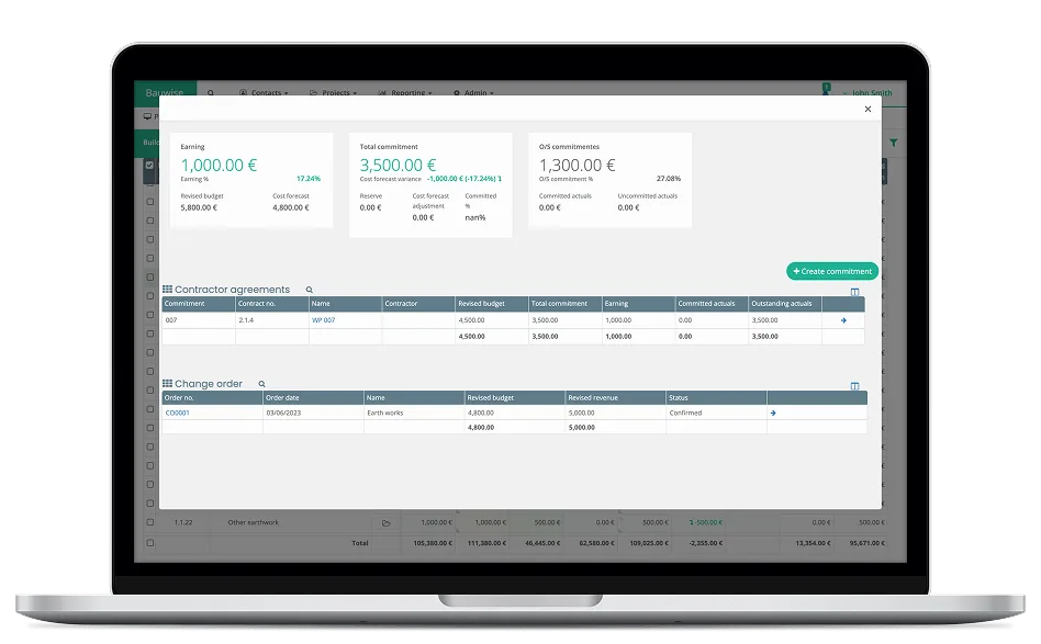 Construction Change Order Management Desktop UI
