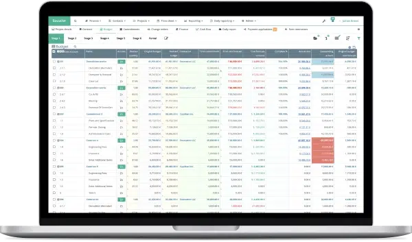 Automated Construction Budgeting & Forecasting Desktop UI Small