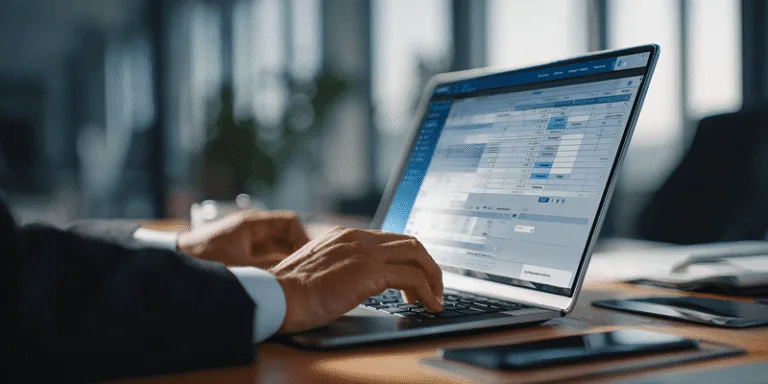 Construction Accounting Software vs. Construction Cost Management Software What’s the Real Difference - Financial system interface on laptop